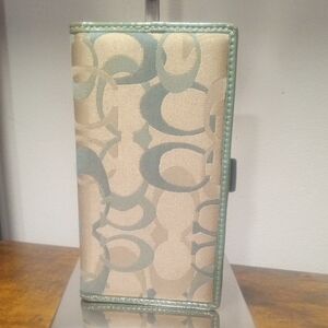 Coach Signature Vintage Coach Beige and Blue Patterned Check Boon